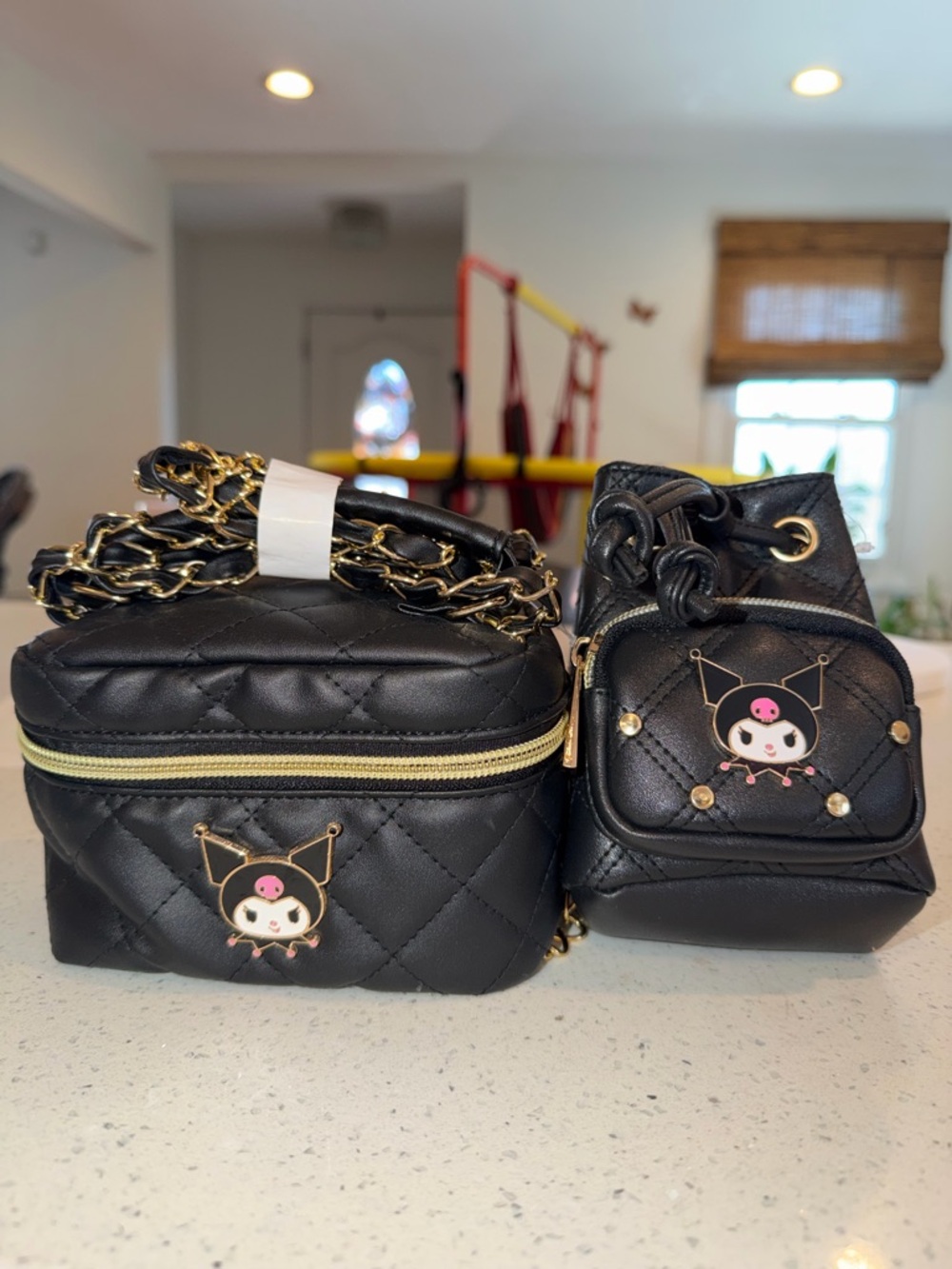 Kuromi Mini Crossbody Bag Set with Gold Chain